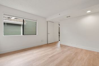 Large room with window and door